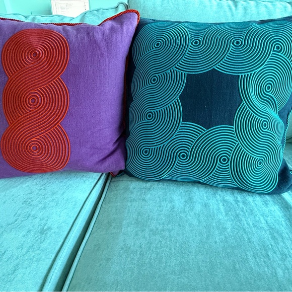 Jonathan Adler Red and Teal Accent Pillow Set